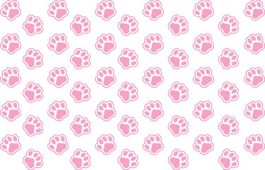 Pink paw pattern on white background