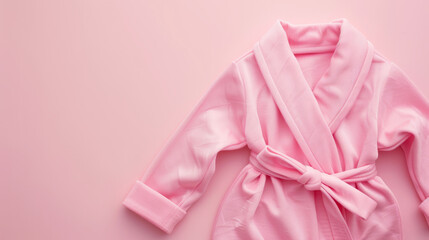 Soft Pink Robe on Pastel Background. Comfort and luxury in home attire.