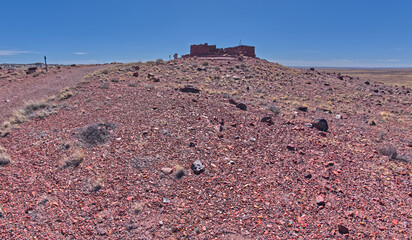 Historic Agate House on a hill in Petrified Forest AZ