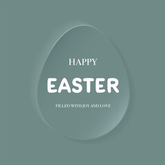 Easter card with egg. Abstract background in paper cut style. Vector illustration