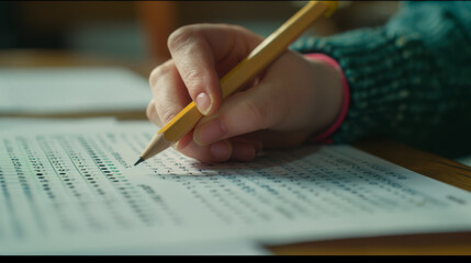 Two hands are marking notes on a musical score with pencils.