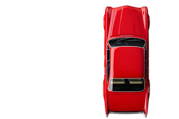 Fototapeta premium An old red sports car, top view, isolated on transparent background, Generative AI