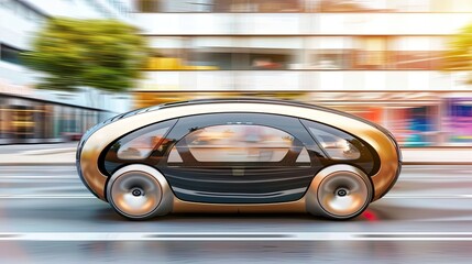 futuristic tube car on the street. Generative AI