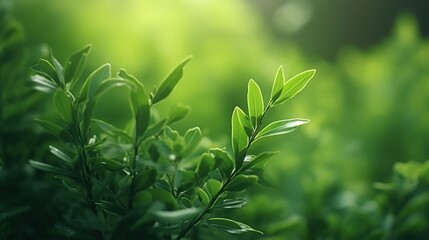 Obraz premium Close up of beautiful natural gentle plant. Nature view green leaf on blurred greenery under sunlight with bokeh background.