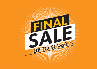 ファイナルセールのシンプルな販売促進のバナーテンプレートデザイン　ロゴと矢印と集中線