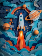 A 2D vibrant icon showcasing Space Icons for outer space or futuristic themes in Canva, inviting exploration and curiosity with creative and colorful imagery