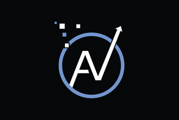 AV or VA letter Marketing Logo Design Vector Template In Modern Creative Minimal Style