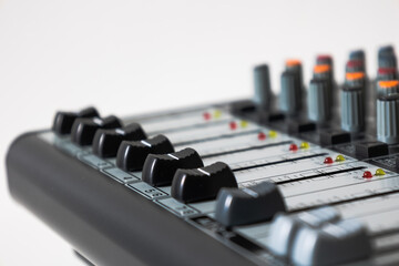 Black faders sound mixing console