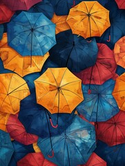 Create wallpaper adorned with colorful umbrellas for a rainyday themed party