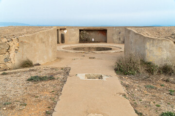 Old dismantled base of an anti-aircraft battery, in Roldán, Cartagena (Murcia, Spain).