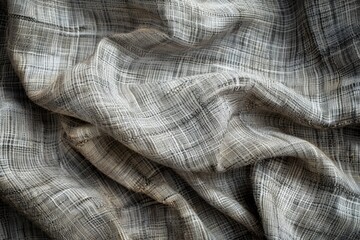 Raw Grey Linen Texture Background. Eco-Friendly Fabric Texture with White Burlap and Canvas Weave Pattern