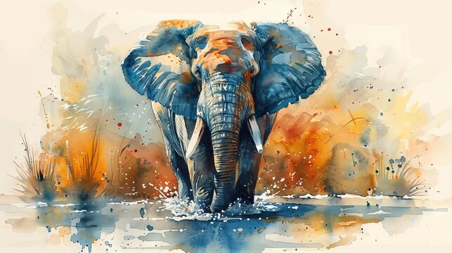 Watercolor illustration of elephants
