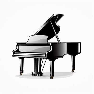 a black and white illustration of a piano