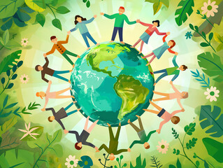 Global Unity: People Holding Hands Around the World on Earth Day. - 768222127