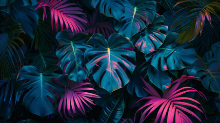 Vibrant Neon Fusion: Blue, Green, and Pink Wallpaper
