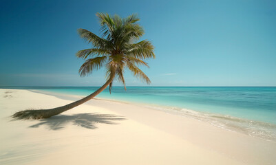 Obraz premium Palm tree on the beach.