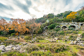 Termessos ancient city the amphitheatre. Termessos is one of Antalya -Turkey's most outstanding archaeological sites. Despite the long siege, Alexander the Great could not capture the ancient city.