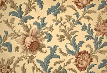 Obraz premium Vintage Wallpaper Floral Pattern of 18th Century 