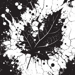 Monochromatic background with spotted crackle texture and leaf-like splashes.