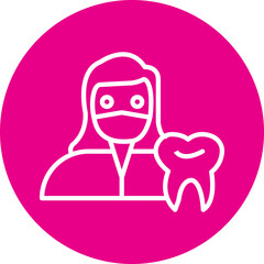 Female Dentist Line Multi Circle