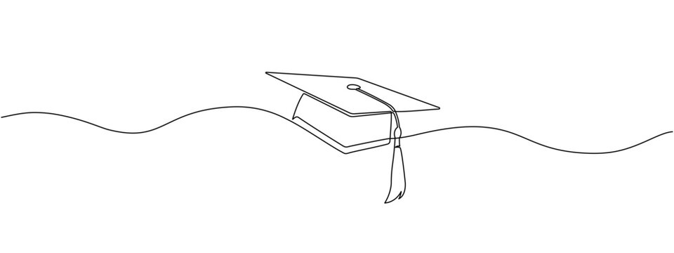 recommend clip art: Continuous single line graduation cap pattern. Single line drawn academic graduation hat icon. Vector illustration