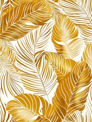 Fototapeta na wymiar Collection of golden leaves placed on a clean white surface, creating a striking contrast between the vibrant colors and the neutral background
