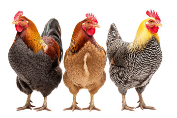Fototapeta premium Chickens, isolated on transparent background, Generative AI