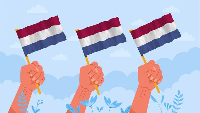 Netherlands flag celebration, King's Day Public holiday animation 4k