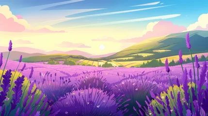 Schilderijen op glas lavender field. © Yahor Shylau 
