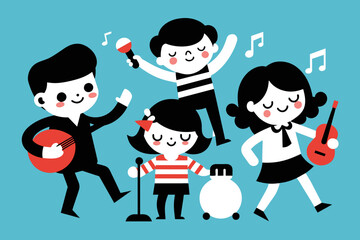Obraz na płótnie Canvas cute playing music cartoon vector icon illustratio 
