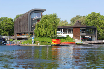 Bydgoszcz marina, sports and tourist port and hotel, located on the Brda River on Mill Island, Bydgoszcz, Poland - obrazy, fototapety, plakaty