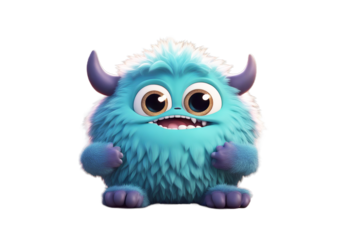 furry character monster 3d cartoon cute toy isolated blue eye funny three-dimensional illustration face colours white ball animal fun symbol object bird comic pink abstract fur fluffy hair hairy
