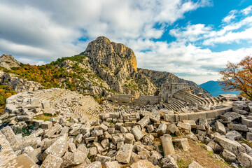 Termessos ancient city the amphitheatre. Termessos is one of Antalya -Turkey's most outstanding archaeological sites. Despite the long siege, Alexander the Great could not capture the ancient city.