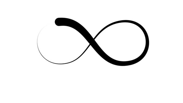 infinity symbol logo icon on a white colour background with black brush stroke loop animation footage clip 4k