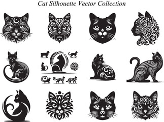 Cat Silhouette Vector Collection