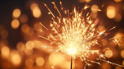 Fototapeta premium Christmas and New Year party sparkler on bokeh background