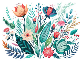 Flowers Watercolor Vector Illustration Hand drawn vector watercolor set of herbs, wildflowers. stock illustration