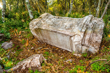 Obraz premium Termessos ancient city the amphitheatre. Termessos is one of Antalya -Turkey's most outstanding archaeological sites. Despite the long siege, Alexander the Great could not capture the ancient city.