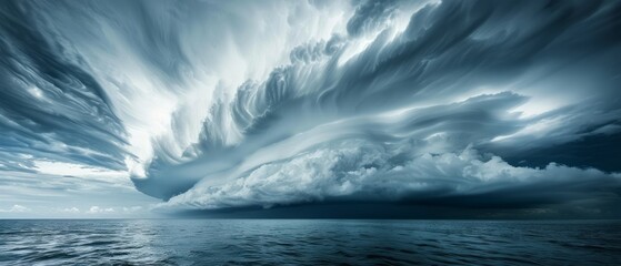 Massive Storm Approaching Over Water - obrazy, fototapety, plakaty