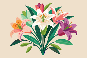 bouquet of lilies vector illustration