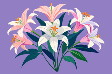 bouquet of lilies vector illustration