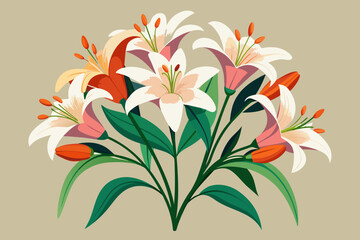 bouquet of lilies vector illustration