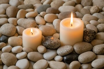 Composition with spa stones and candles