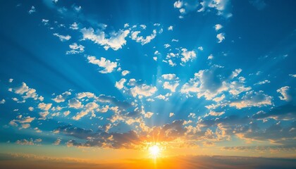 Sun Shining Through Clouds Over Ocean
