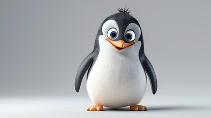Cute cartoon penguin with quirky personality isolated - obrazy, fototapety, plakaty
