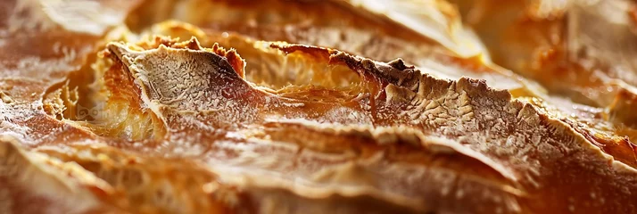  Close-up of a loaf of freshly baked bread with a golden crust and soft, fluffy interior. © Maksym