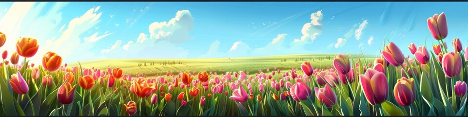 tulips in the field.