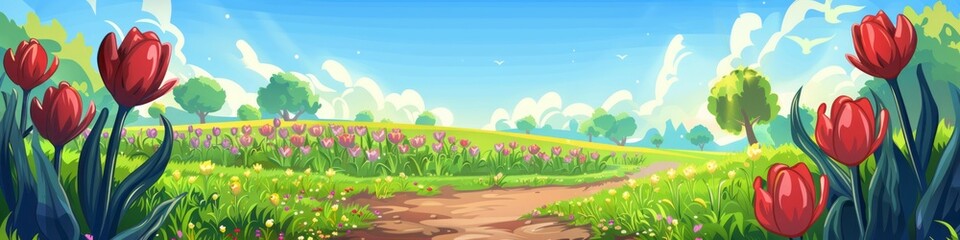 Fototapeta na wymiar tulips in the field.