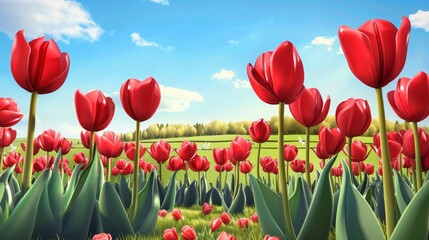 Fototapeta premium tulips in the field.