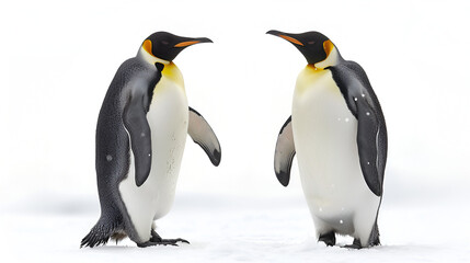 Elegant penguin pair engaged in graceful courtship
